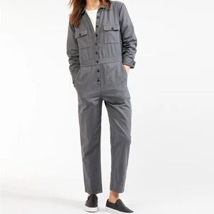NWT Outerknown Long Sleeve Organic Cotton Linen Blend S.E.A. Jumpsuit Sz S Storm